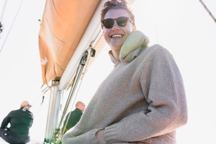 Enjoying a sail tour in Barcelona, Spain